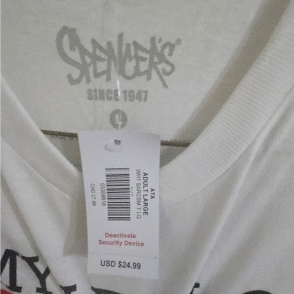 NWT Spencer's White Sarcasm Graphic Tee - Picture 3 of 3